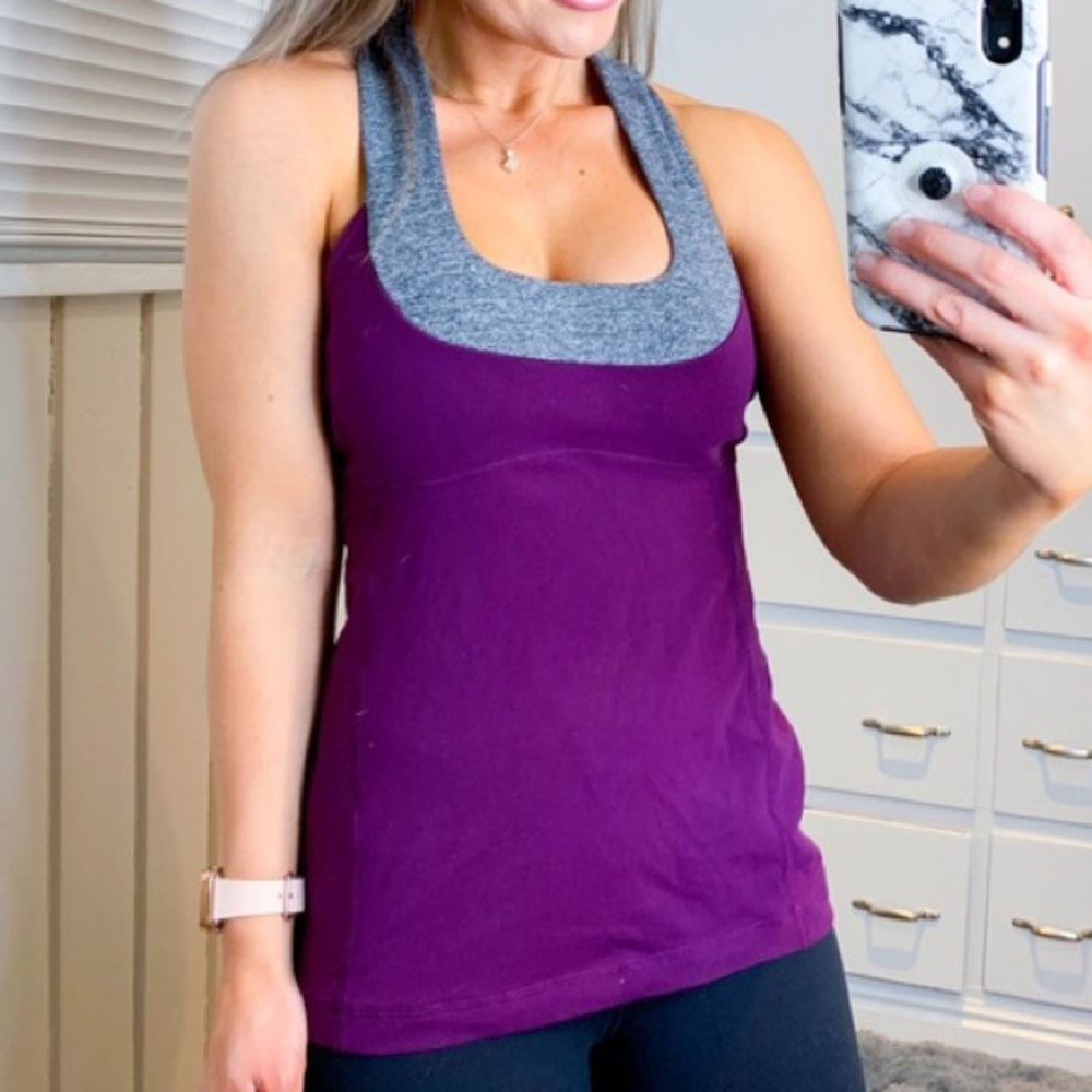 LuluLemon Scoop neck Mesh Racerback Tank 6 purple